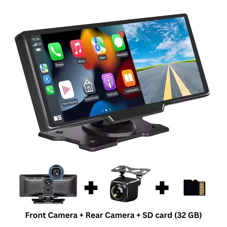 Wireless CarPlay & Android Auto Display - 10.25” Touchscreen Monitor for Cars & Trucks