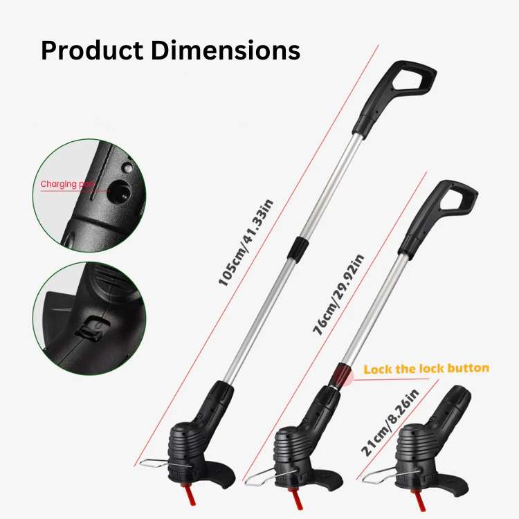 Cordless Grass Trimmer with High-Power Battery for Lawn Care & Garden Maintenance