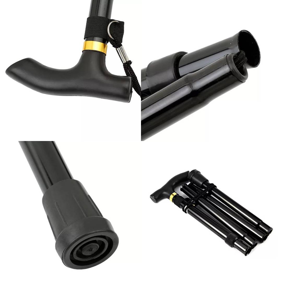 Folding Telescopic Walking Stick | Adjustable Height, Ergonomic Handle & Non-Slip Tip for Mobility Support and Outdoor Use