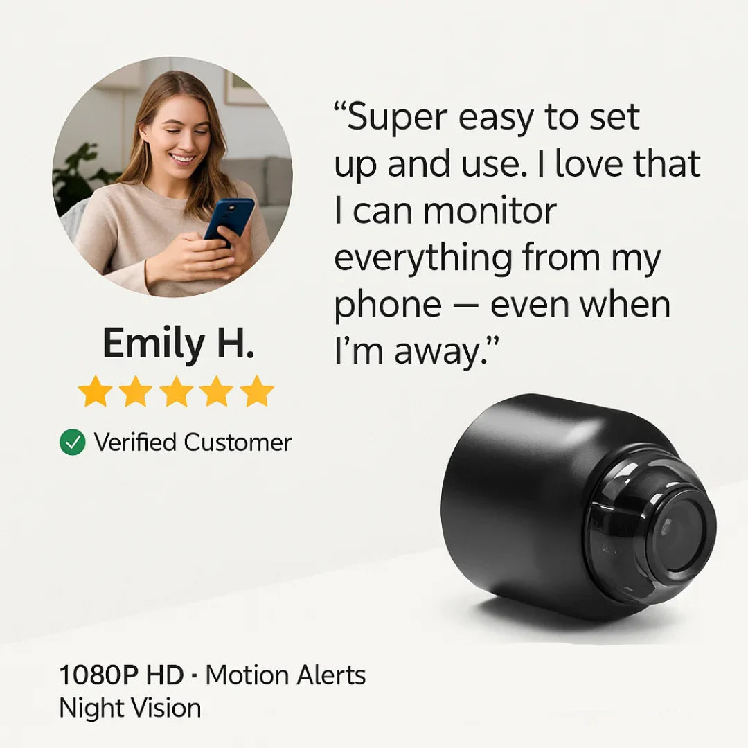 Mini Wireless Hidden Camera with Audio - Compact Spy Camera for Home Security & Nanny Monitoring