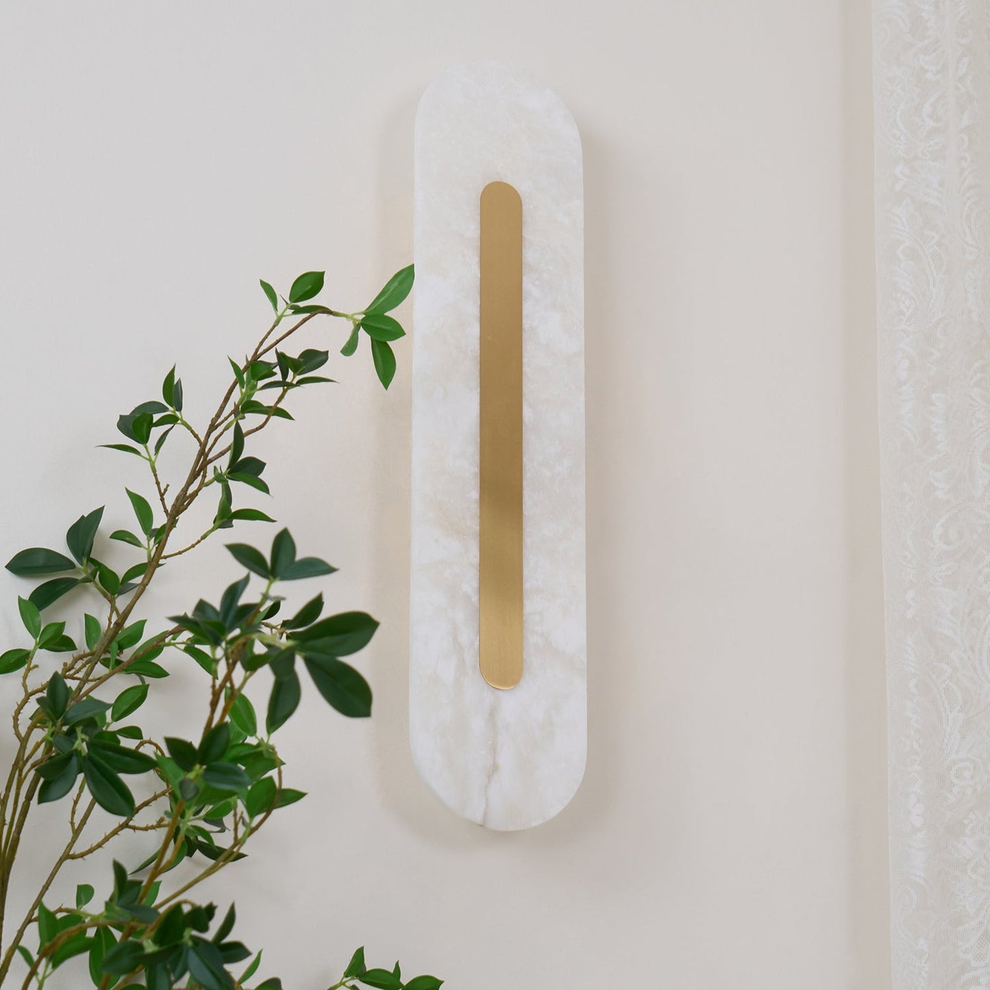Alabaster Rounded Wall Light Fixture - Modern Sconce for Living Room & Hallway Lighting