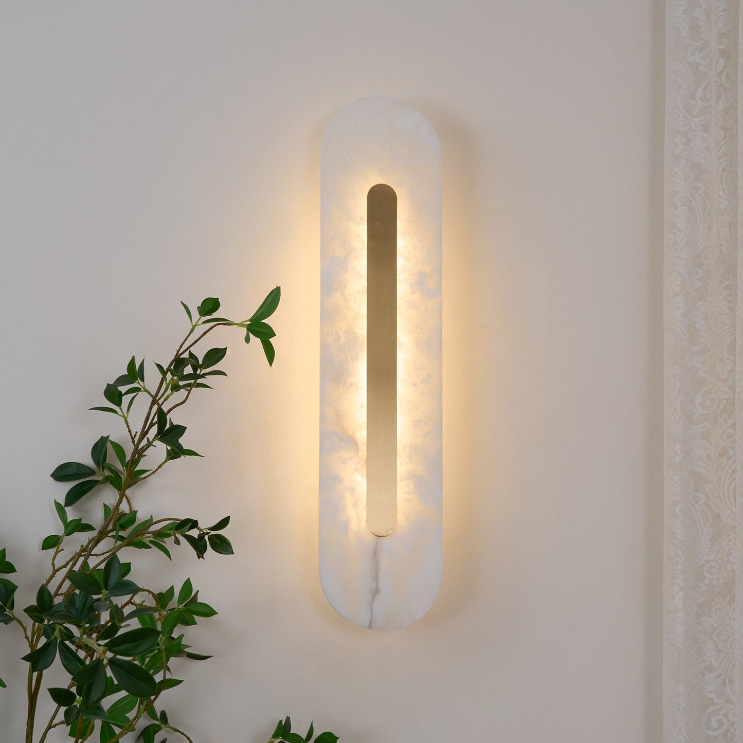 Alabaster Rounded Wall Light Fixture - Modern Sconce for Living Room & Hallway Lighting