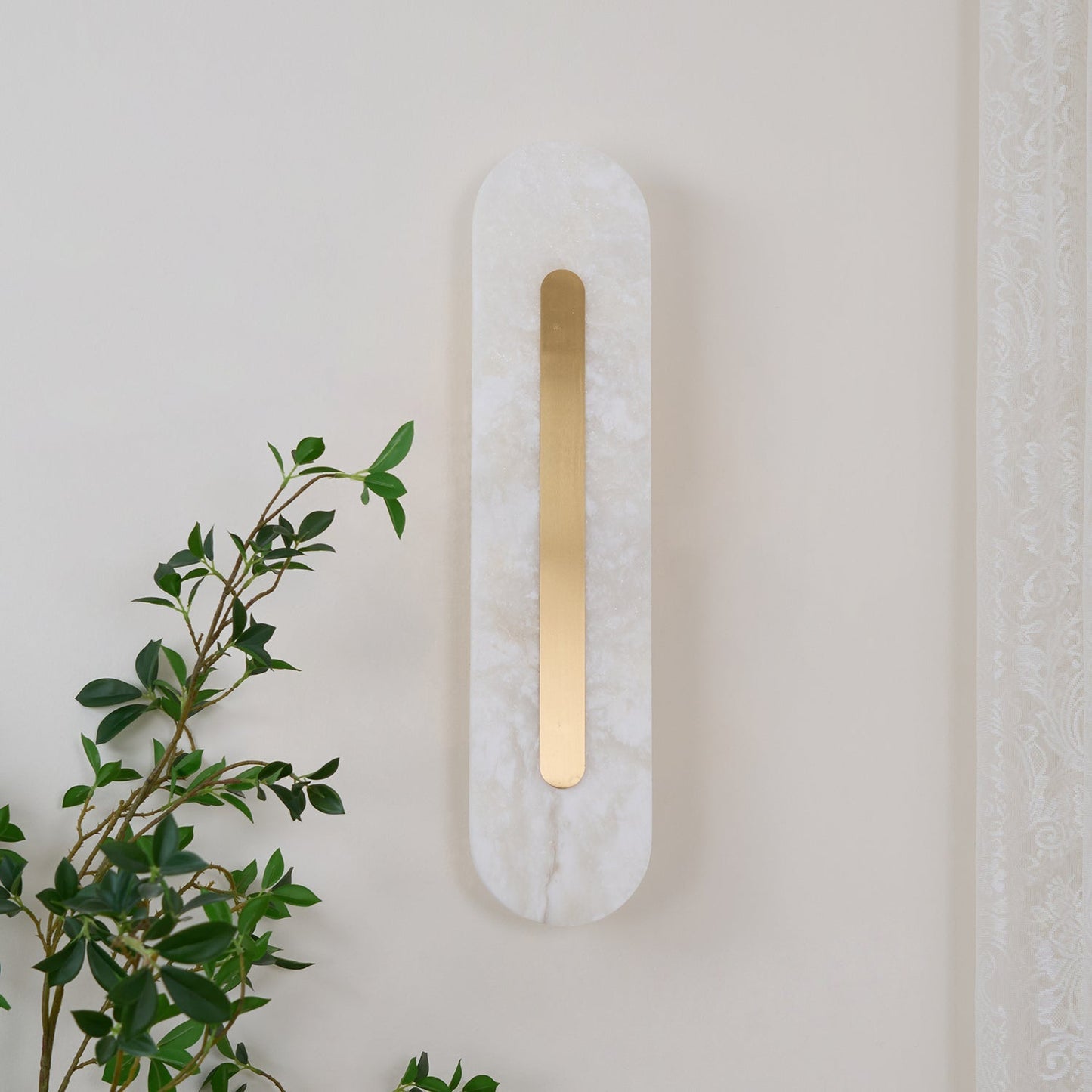 Alabaster Rounded Wall Light Fixture - Modern Sconce for Living Room & Hallway Lighting