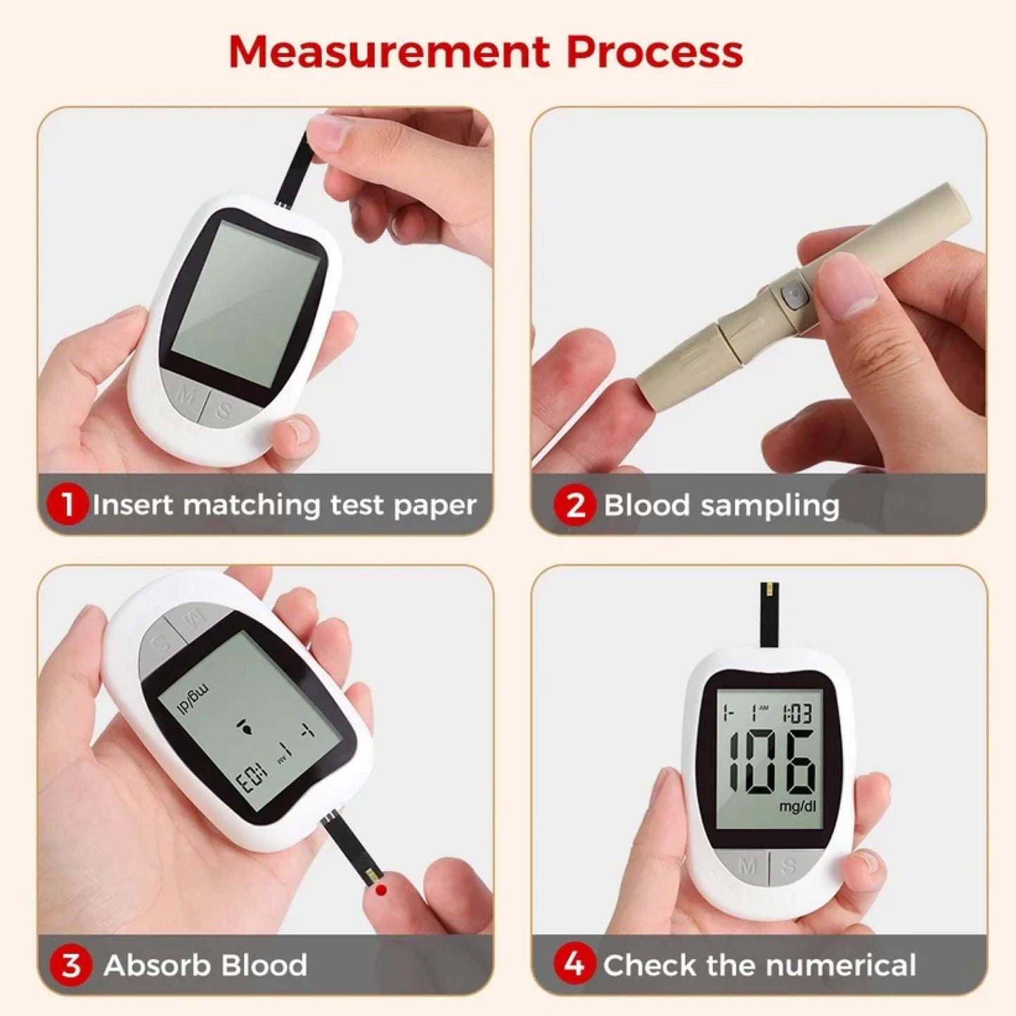 High-Precision Non-Invasive Blood Oxygen Monitor | Blood Glucose Meter | One-Button Operation, LED Display & Ideal for Diabetes Control in Home