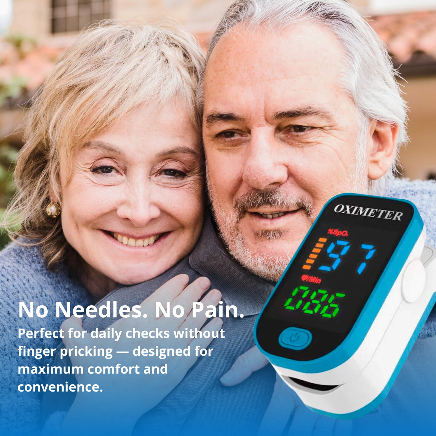 High-Precision Non-Invasive Blood Oxygen Monitor | Blood Glucose Meter | One-Button Operation, LED Display & Ideal for Diabetes Control in Home