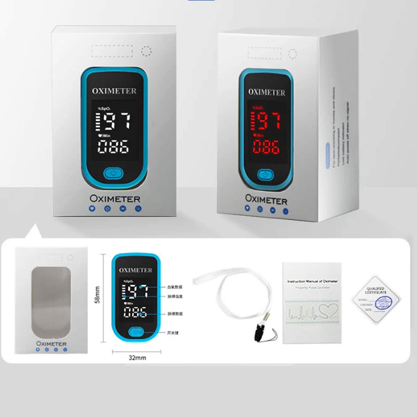High-Precision Non-Invasive Blood Oxygen Monitor | Blood Glucose Meter | One-Button Operation, LED Display & Ideal for Diabetes Control in Home