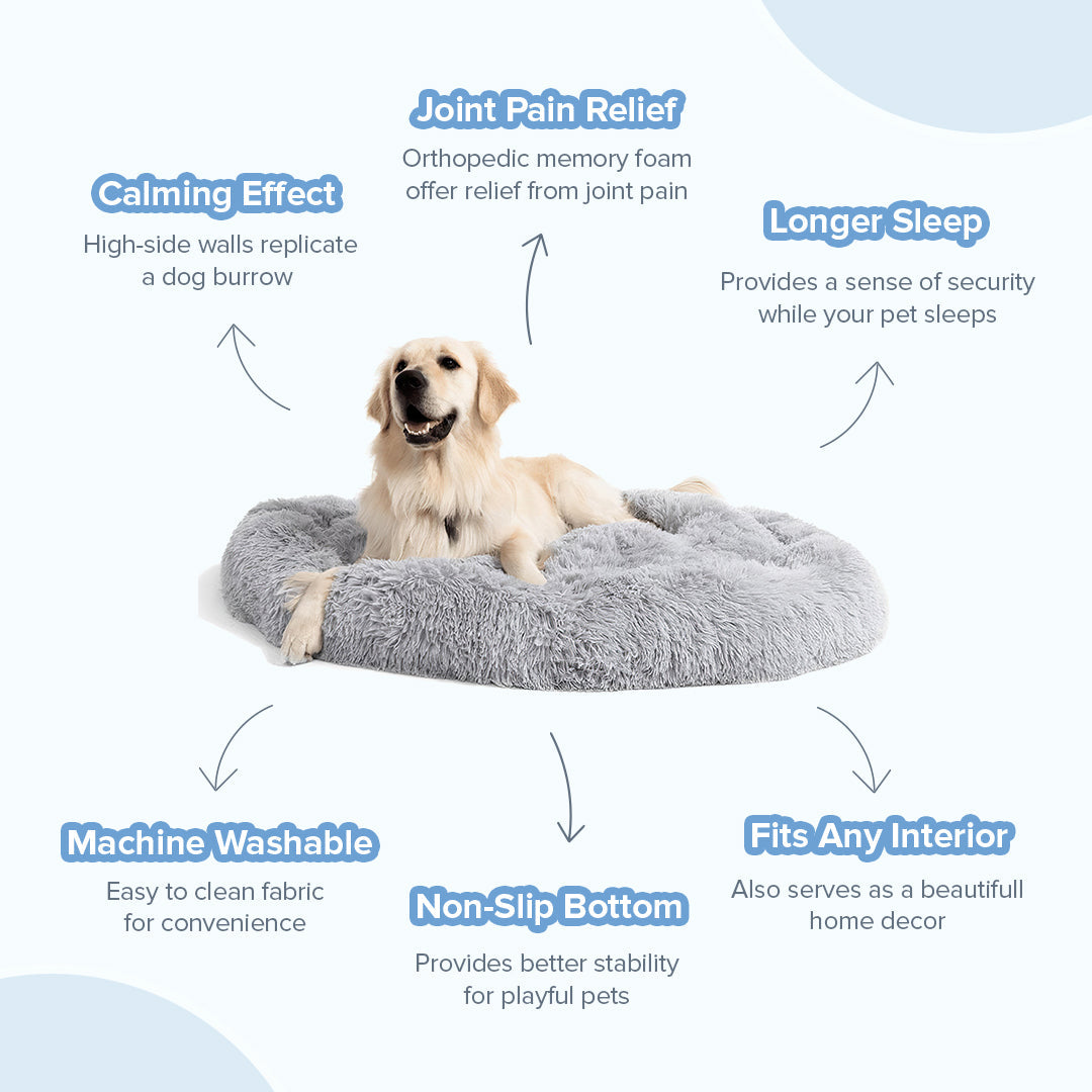 Calming Cloud Dog Bed - Orthopedic Pet Bed with Memory Foam for Comfortable Sleep & Joint Support for Dogs and Cats