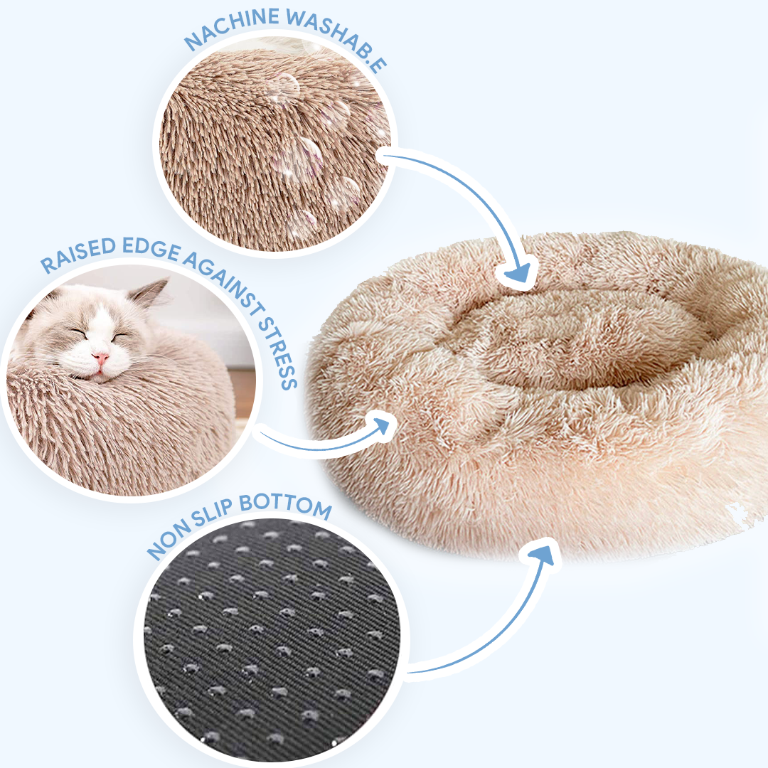 Calming Cloud Cat Bed - Soft Plush Pet Bed for Cats & Kittens, Cozy Nesting Bed for Indoor Use