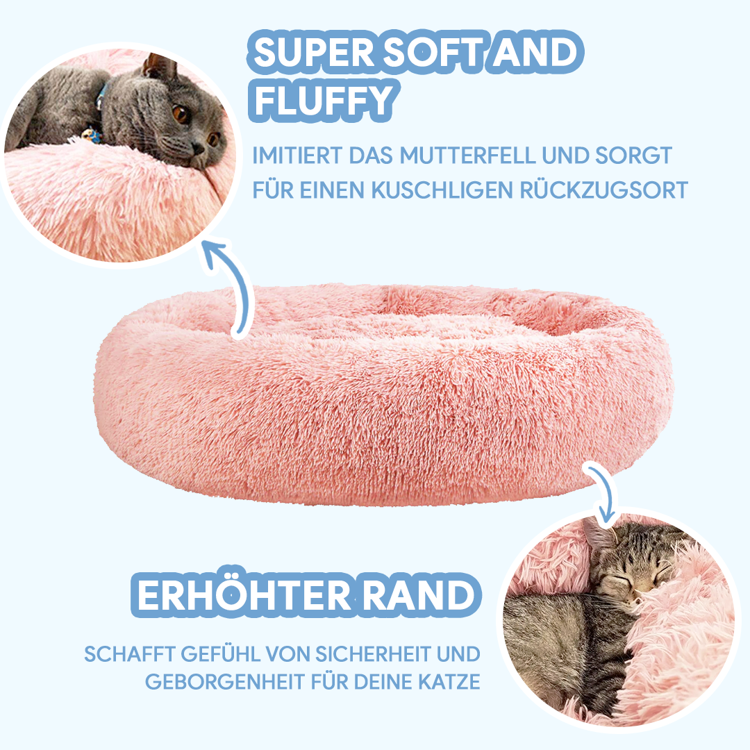 Calming Cloud Cat Bed - Soft Plush Pet Bed for Cats & Kittens, Cozy Nesting Bed for Indoor Use