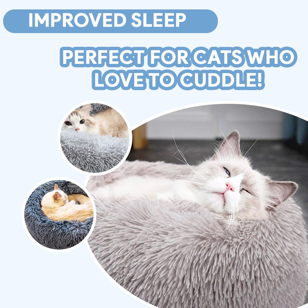 Calming Cloud Cat Bed - Soft Plush Pet Bed for Cats & Kittens, Cozy Nesting Bed for Indoor Use