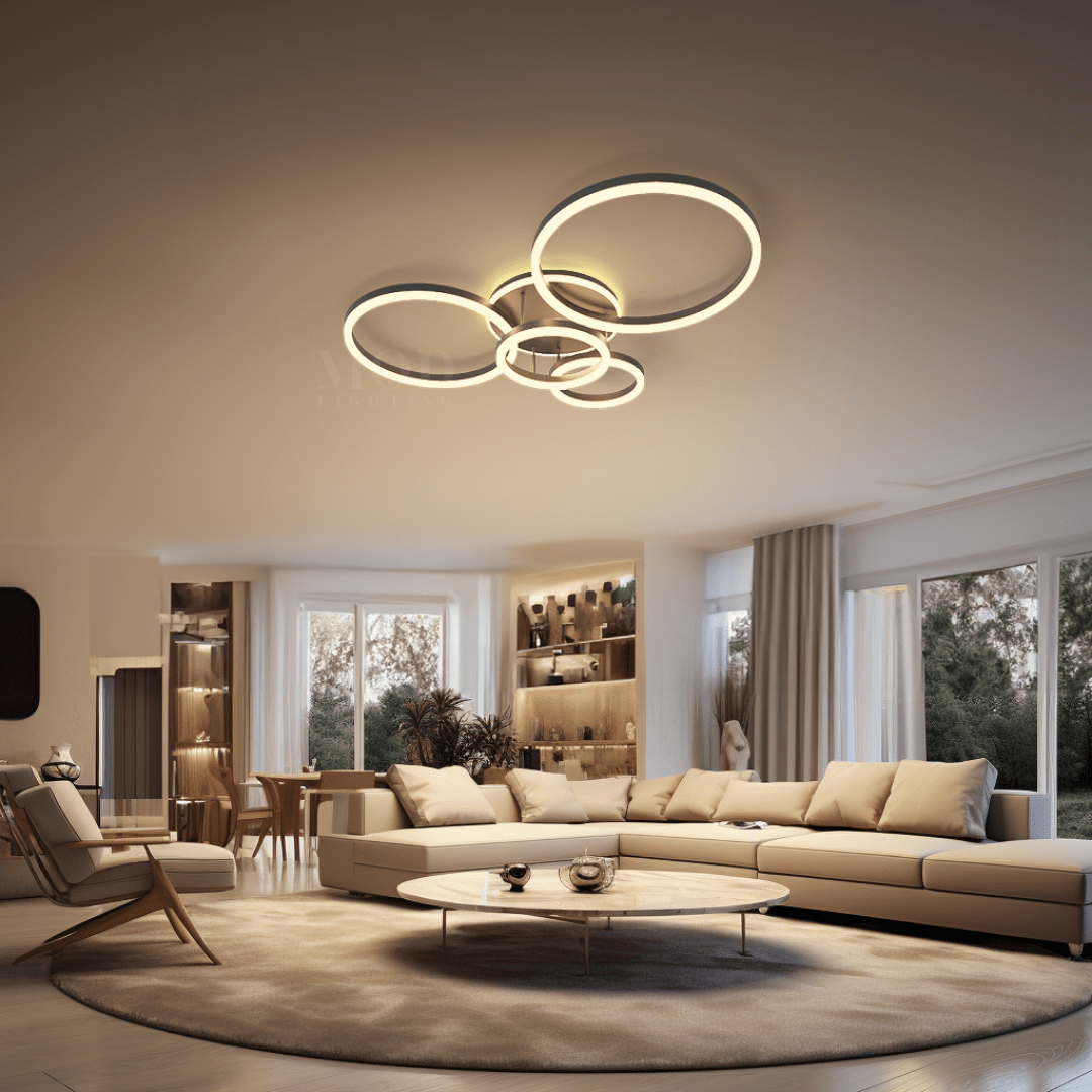 Chic Eelegant Modern Ceiling Light | Gold or Black Finish, 2-6 Circle Ceiling light for Home Decor | House lights indoor