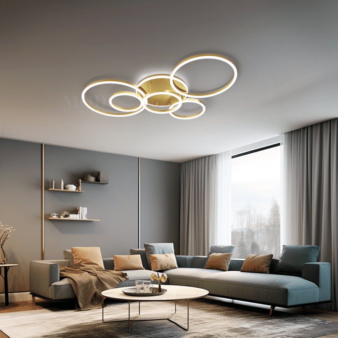 Chic Eelegant Modern Ceiling Light | Gold or Black Finish, 2-6 Circle Ceiling light for Home Decor | House lights indoor
