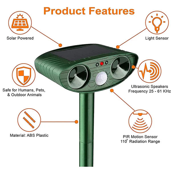 Ultrasonic Chipmunk Repeller - Solar Powered - Get Rid of Chipmunks in 48 Hours