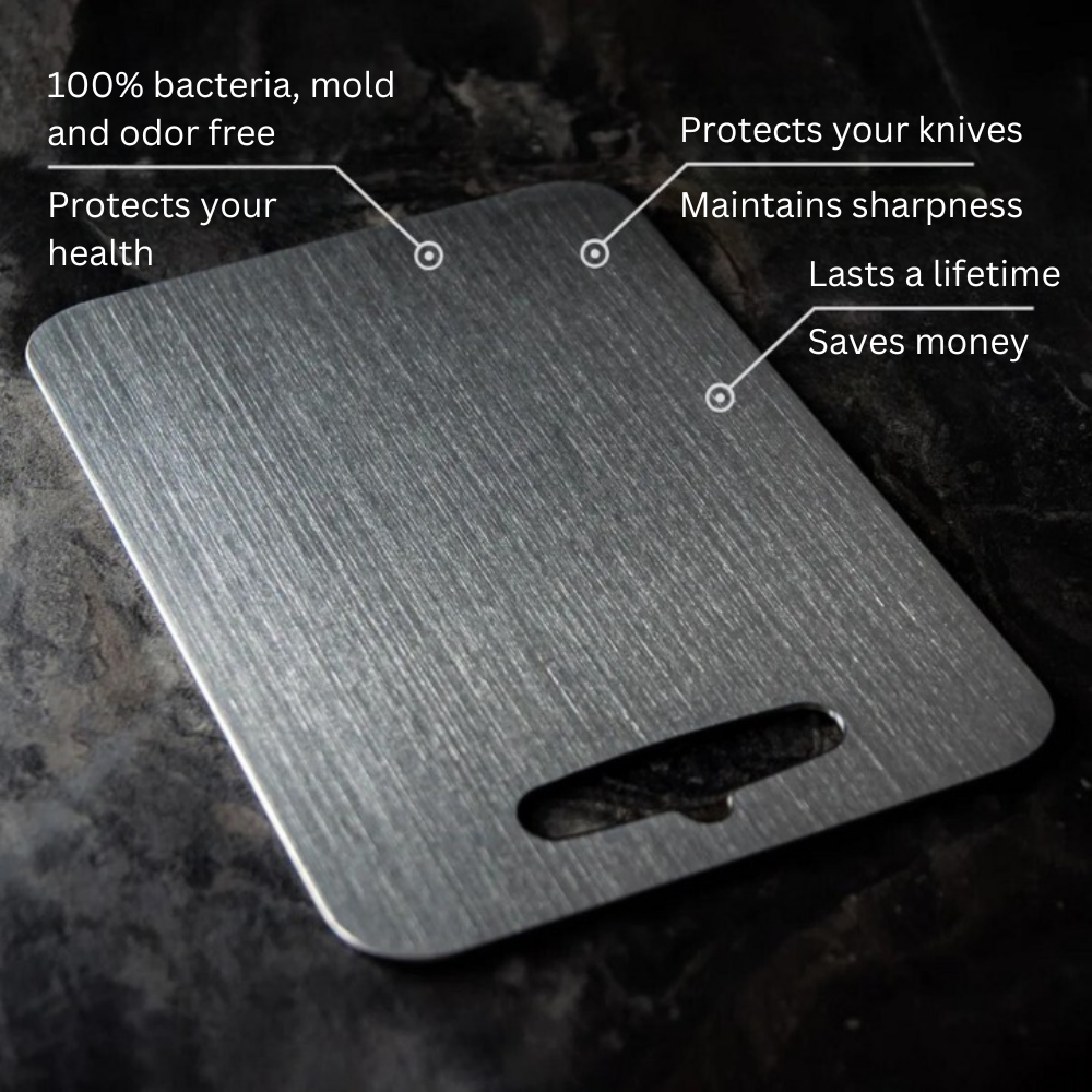 TitanCut™ - Medical Grade Titanium Cutting Board | Durable, Non-porous Board Cutting for Safe Food Preparation & Kitchen Use | Better than Wood Cutting Board