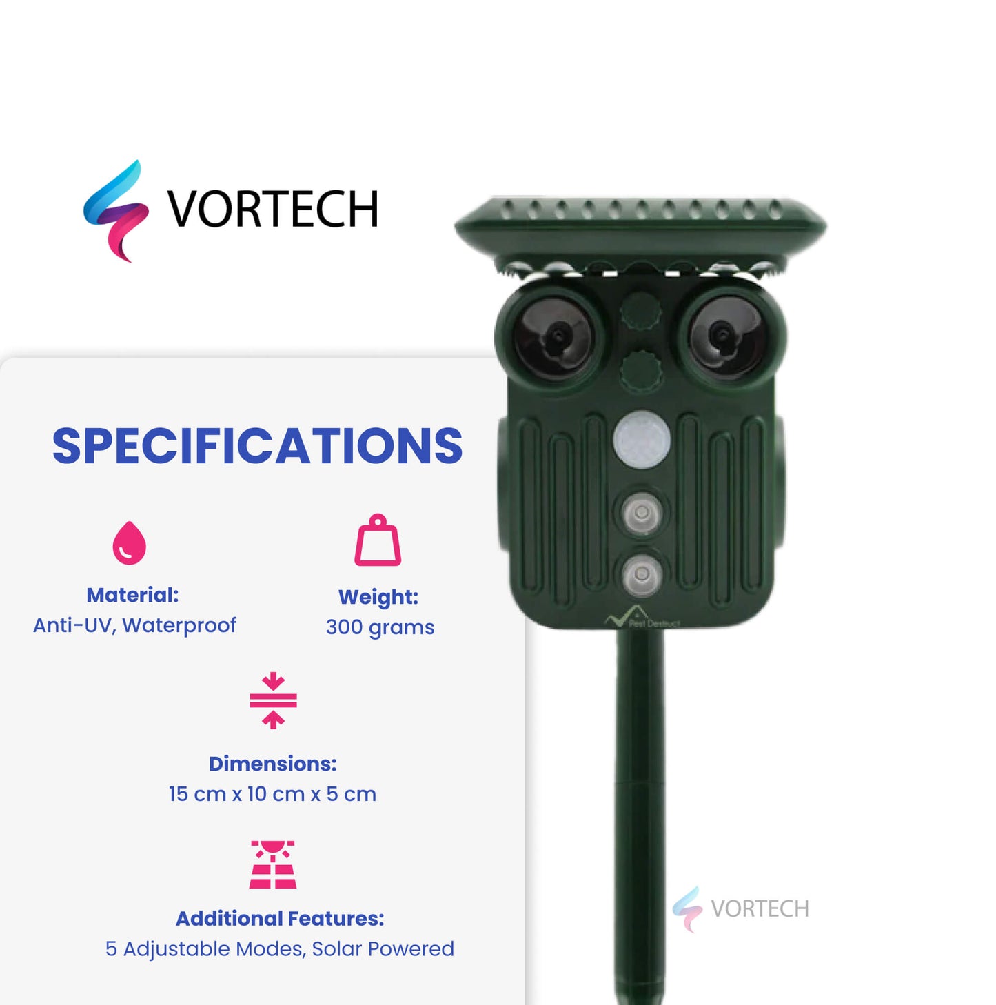 Ultrasonic Solar Deer Repeller | 5 Adjustable Modes, Waterproof & Eco-Friendly for Home Gardens and Yards