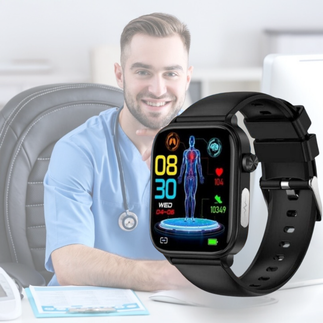 GlucoCare - Non Invasive Blood Glucose Meter SOS Smartwatch | Needle-Free Blood Glucose Monitoring & Fall Detection for Health Tracking and Emergency Assistance