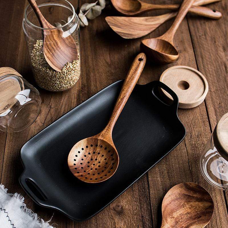 7-Piece Wooden Spoon Utensils | Wooden Kitchen Utensils & Cooking Utensils Set | Kitchen Utensil Set