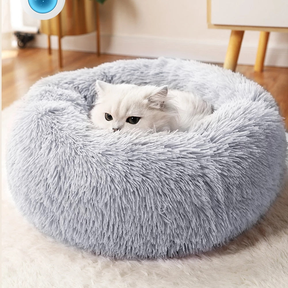 Calming Cloud Cat Bed - Soft Plush Pet Bed for Cats & Kittens, Cozy Nesting Bed for Indoor Use