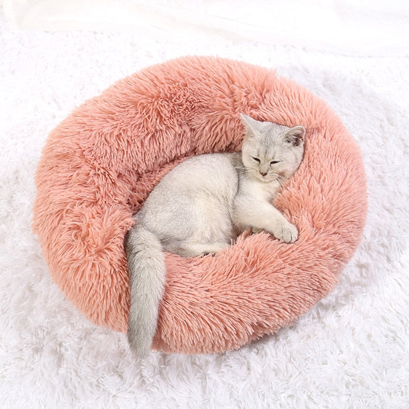 Calming Cloud Cat Bed - Soft Plush Pet Bed for Cats & Kittens, Cozy Nesting Bed for Indoor Use