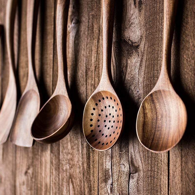 7-Piece Wooden Spoon Utensils | Wooden Kitchen Utensils & Cooking Utensils Set | Kitchen Utensil Set