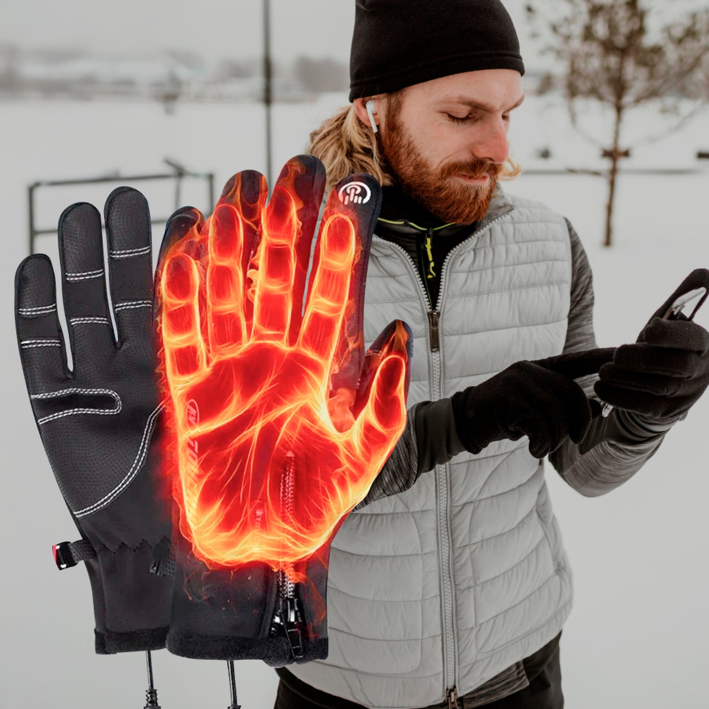 Heated Gloves for Men – Thermal Waterproof Winter Gloves with Heating & Touchscreen Grip