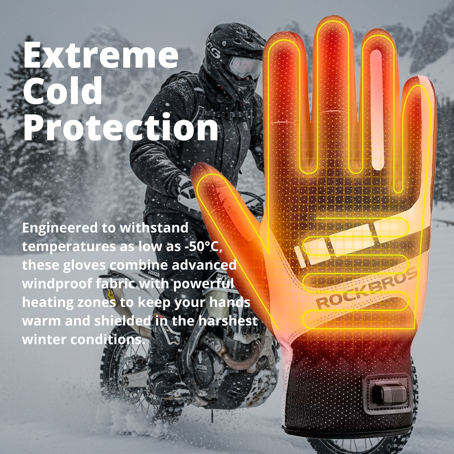 Heated Motorcycle Gloves – Winter Motorbike Gloves with Knuckle Protection, Visor Wiper & Touchscreen