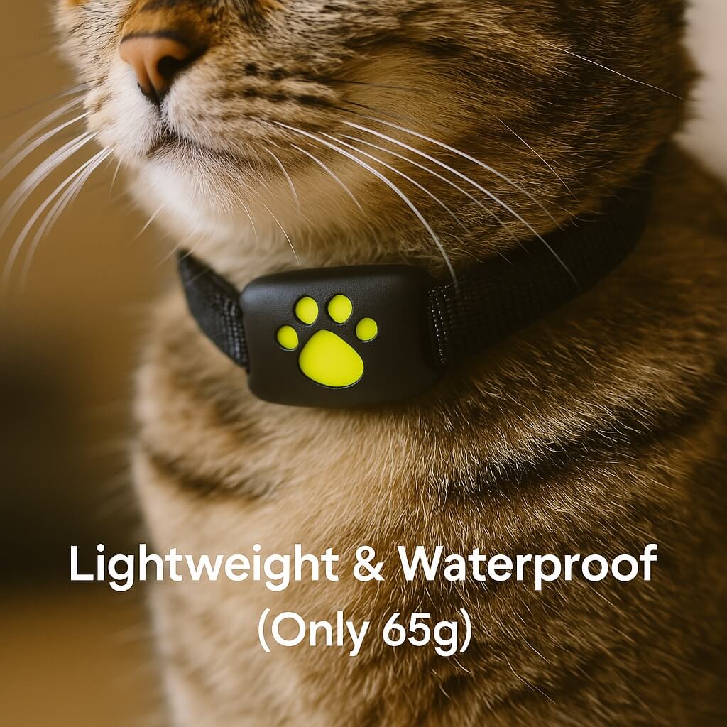 GPS Cat Tracker with Real-Time Location, Waterproof Design, and Long Battery Life for Pet Safety and Monitoring
