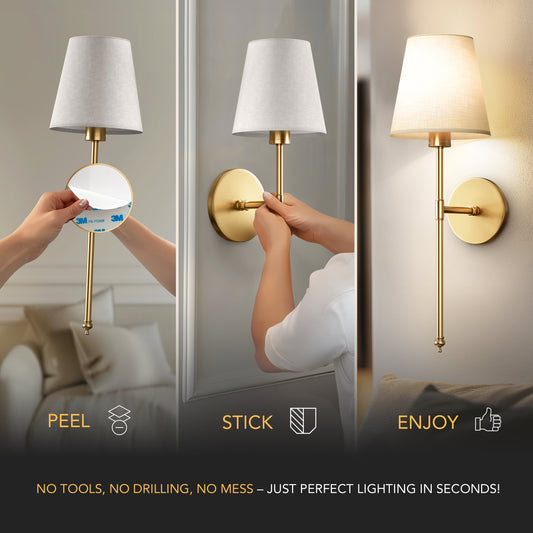 Wireless Wall Sconce | Battery Operated Wall Sconces Canada with Adjustable Brightness, Modern Wall Sconce Lighting & Wall Mount Lights