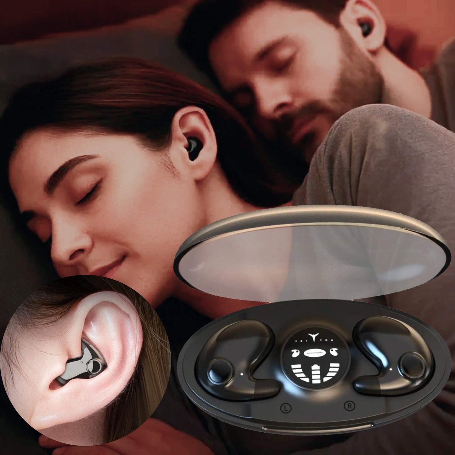 Invisible Wireless Sleep Headphones | Bluetooth 5.3, Noise Cancelling Headphones for Sleeping | Waterproof Sound Cancelling Headphones for Sleep