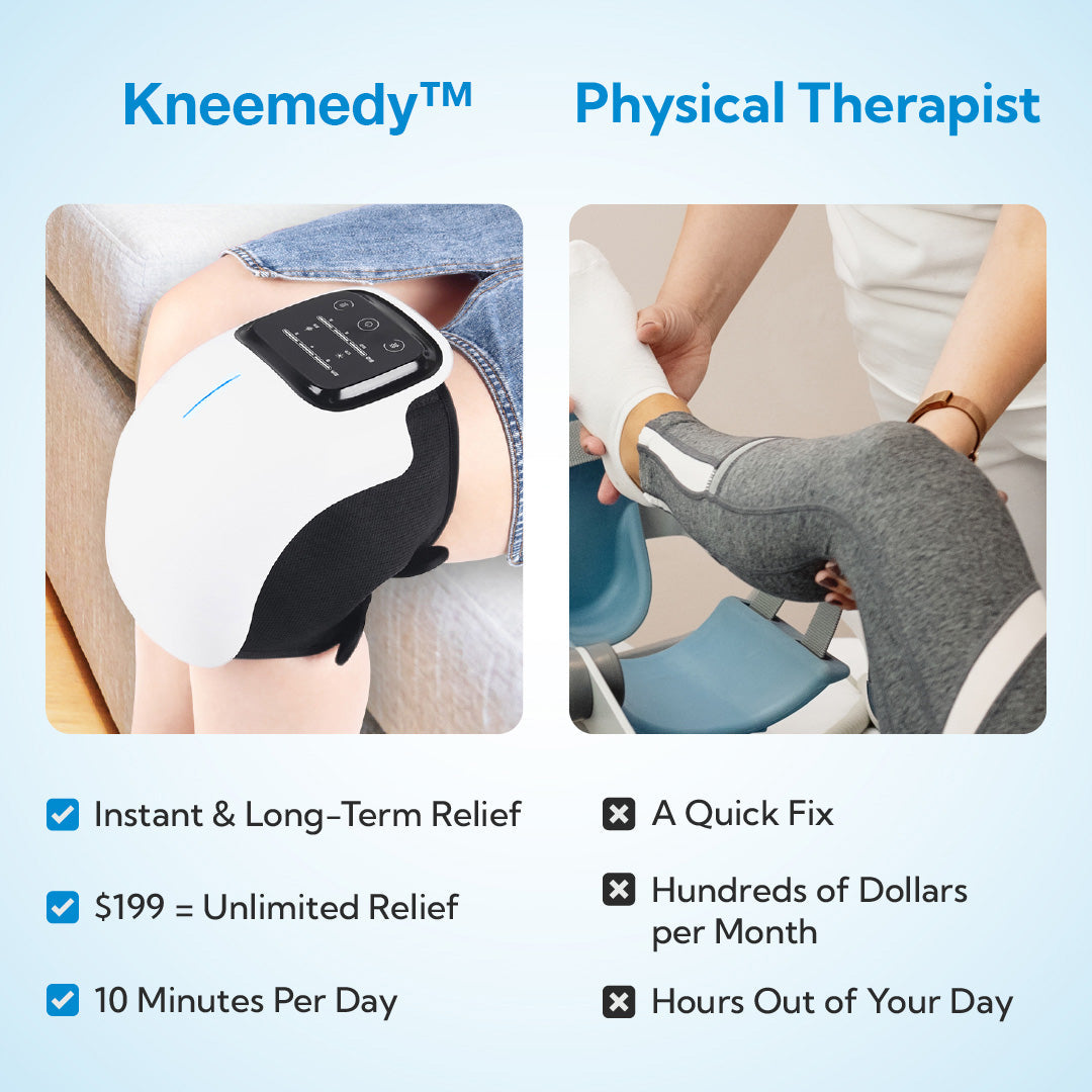 Knee Massager | 4-in-1 Vibration, Heat & Laser Therapy for Knee Pain Relief & Swelling at Home