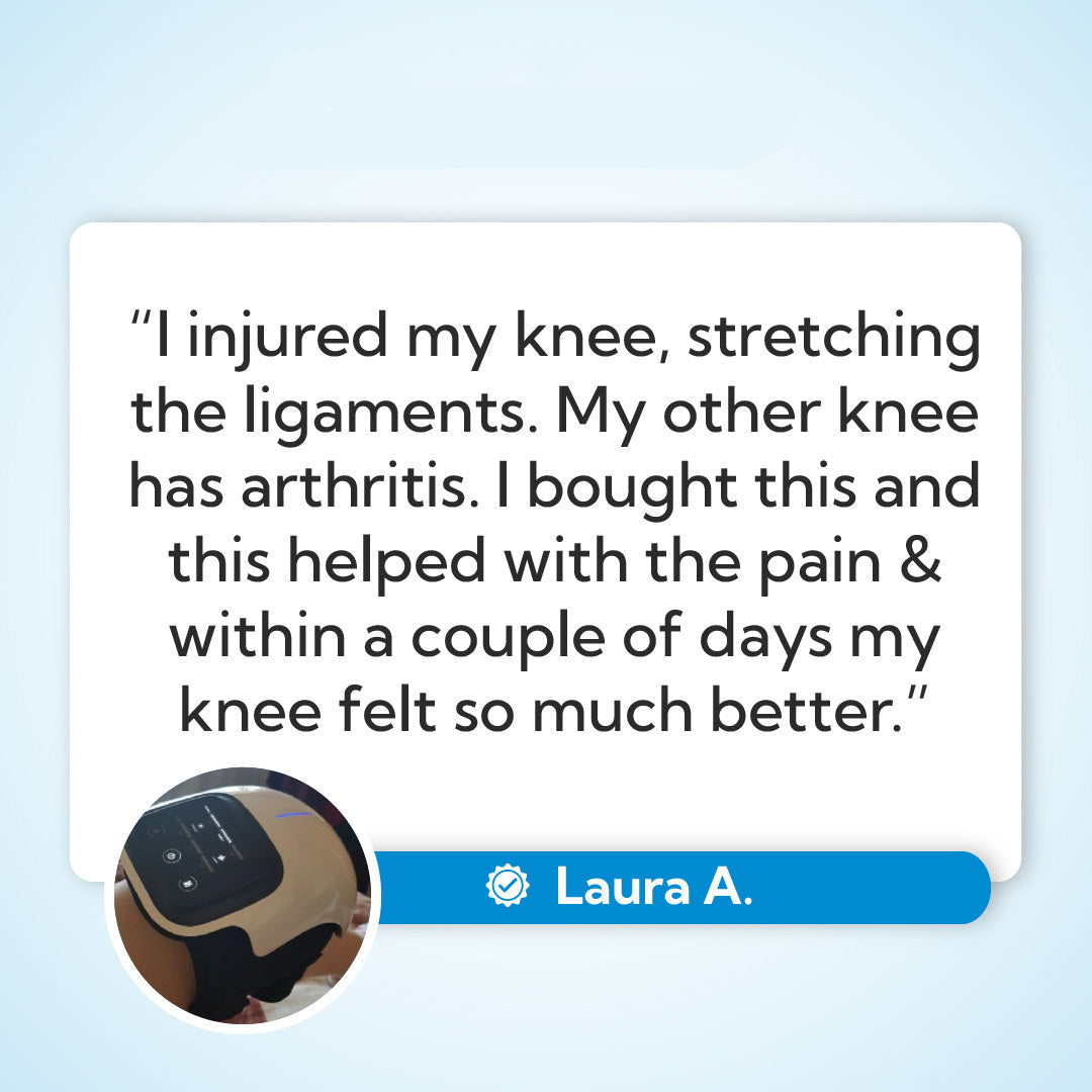 Knee Massager | 4-in-1 Vibration, Heat & Laser Therapy for Knee Pain Relief & Swelling at Home