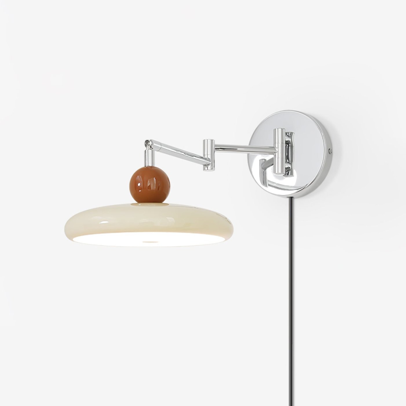 Plug-in Wall Lamp with Adjustable Arm and Warm White LED Light for Living Room & Bedroom Use