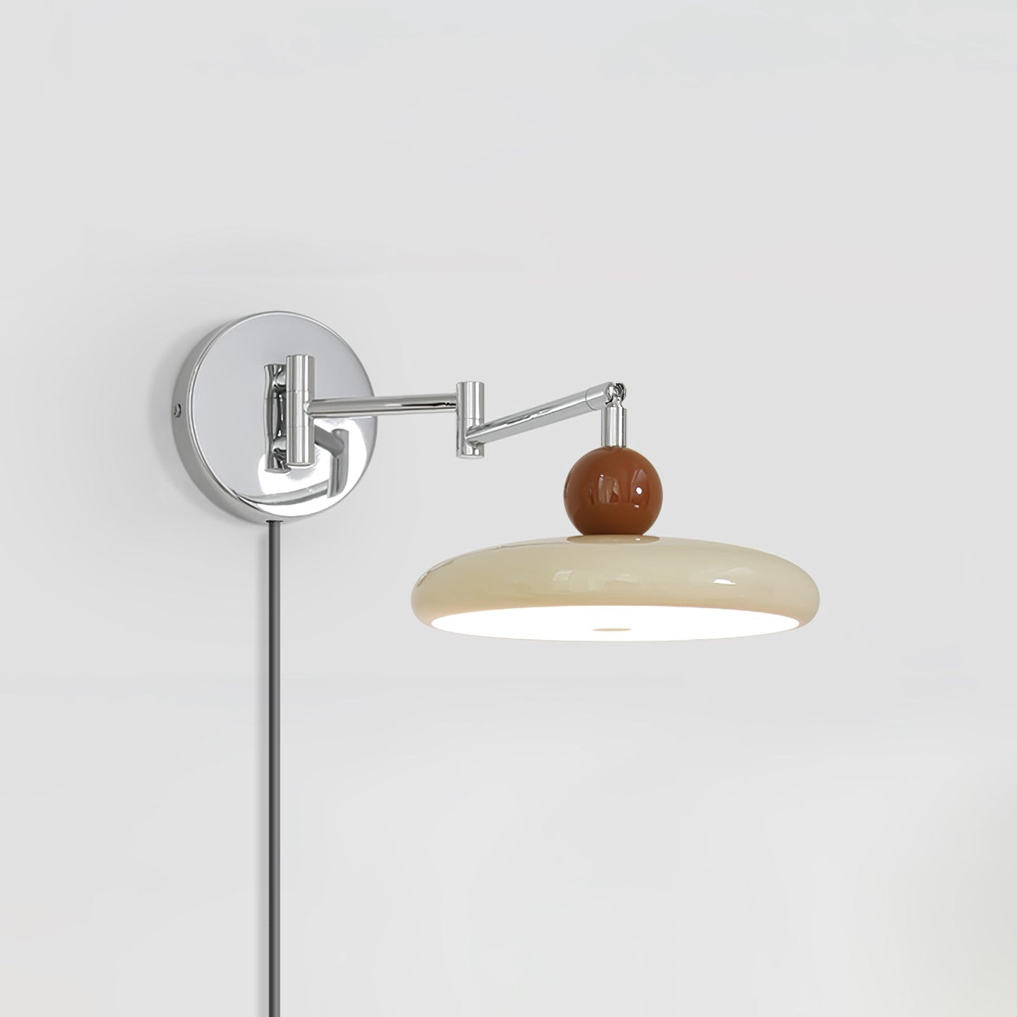 Plug-in Wall Lamp with Adjustable Arm and Warm White LED Light for Living Room & Bedroom Use