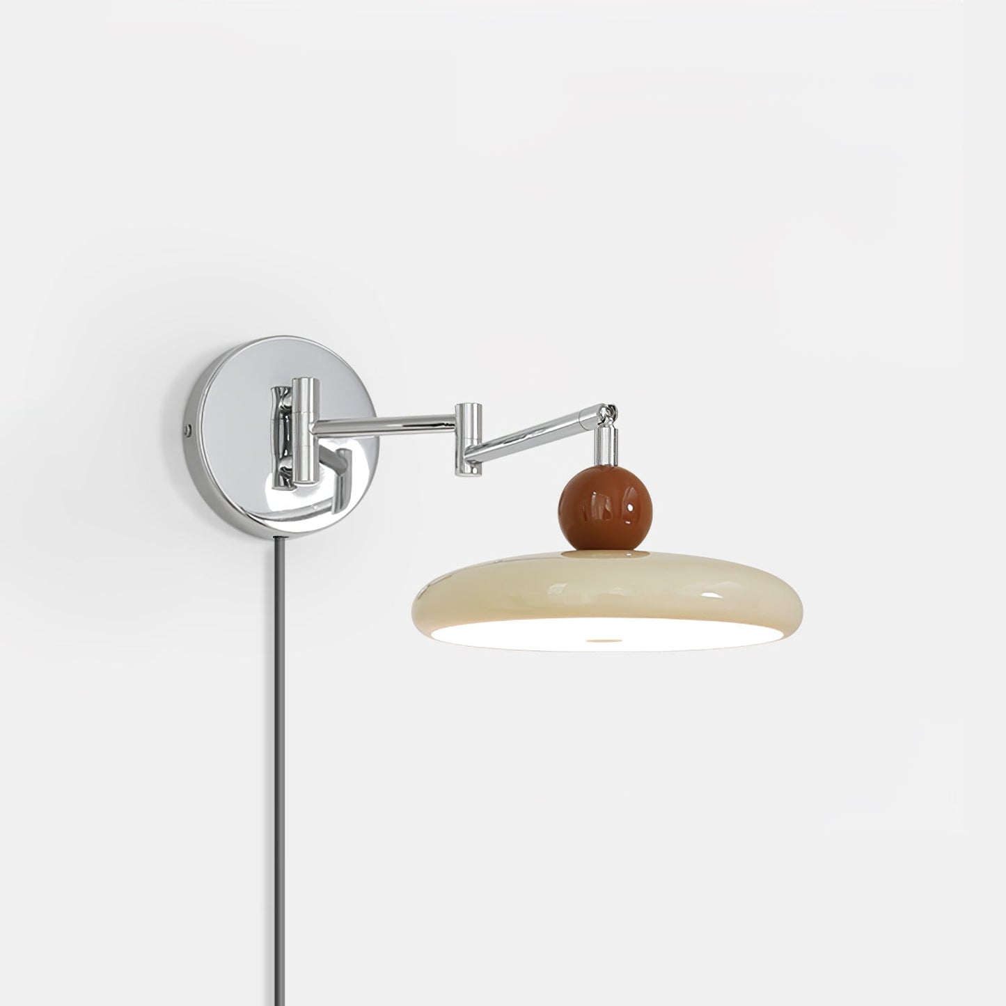 Plug-in Wall Lamp with Adjustable Arm and Warm White LED Light for Living Room & Bedroom Use