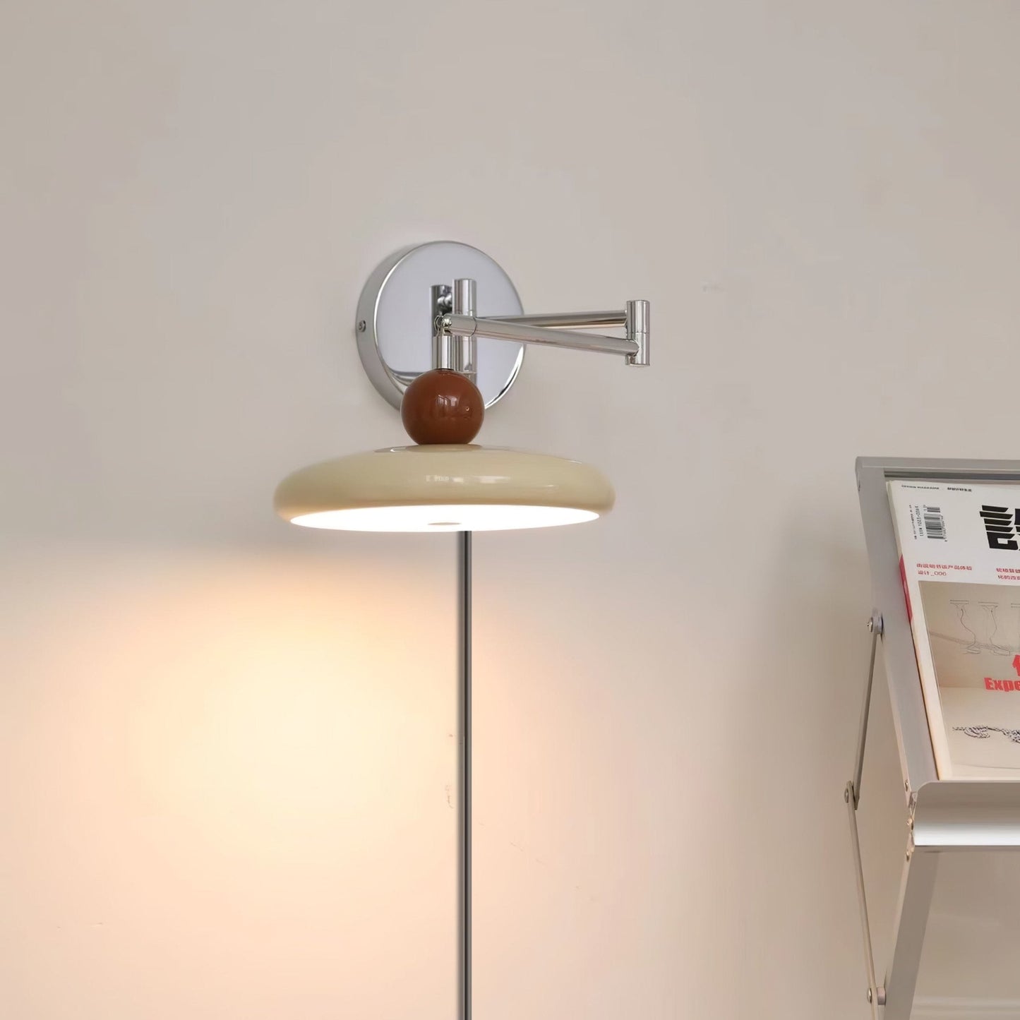 Plug-in Wall Lamp with Adjustable Arm and Warm White LED Light for Living Room & Bedroom Use