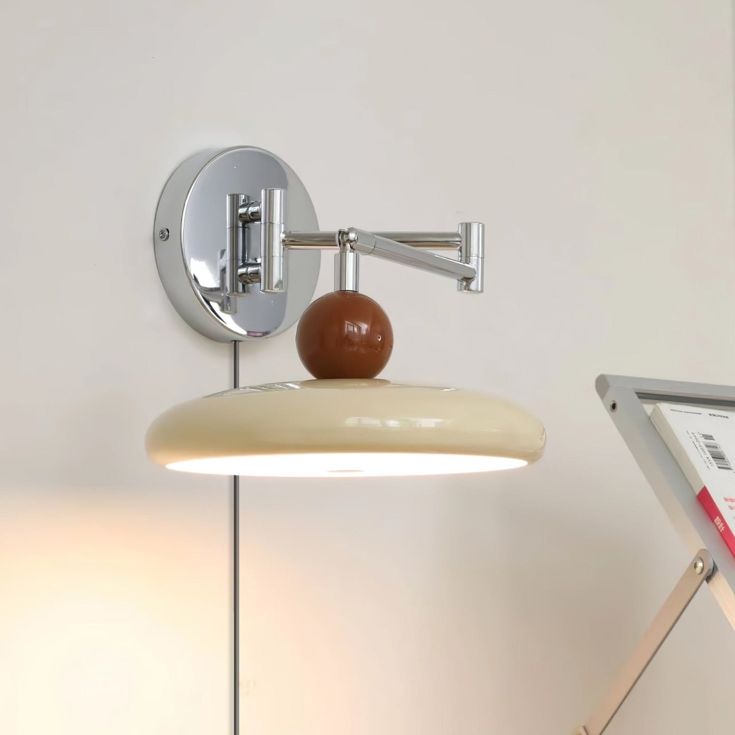 Plug-in Wall Lamp with Adjustable Arm and Warm White LED Light for Living Room & Bedroom Use