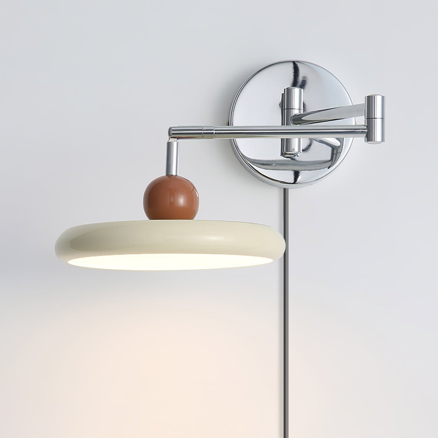 Plug-in Wall Lamp with Adjustable Arm and Warm White LED Light for Living Room & Bedroom Use
