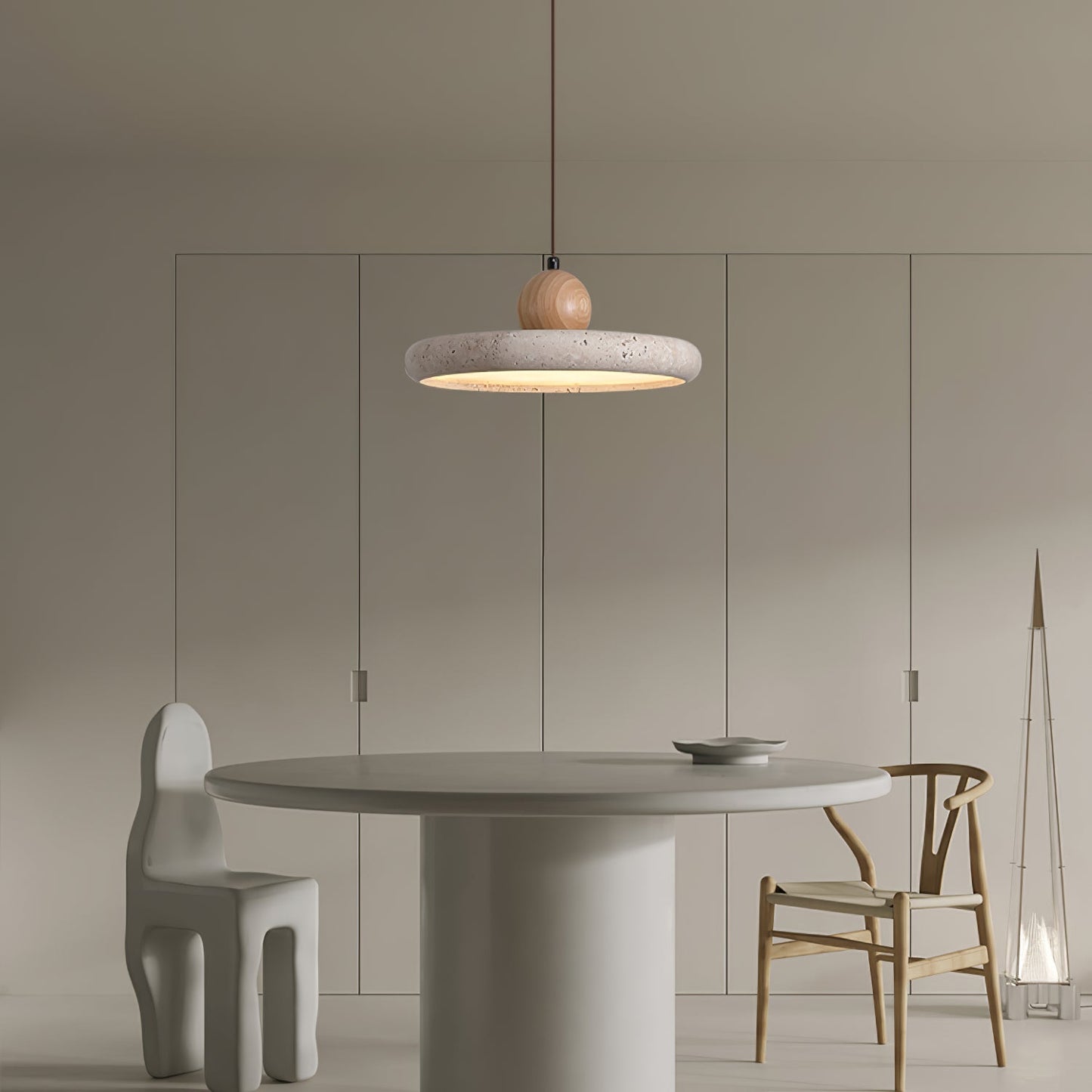 Yellow Travertine Pendant Light | Dimmable, Integrated LED & Ideal for Indoor Spaces