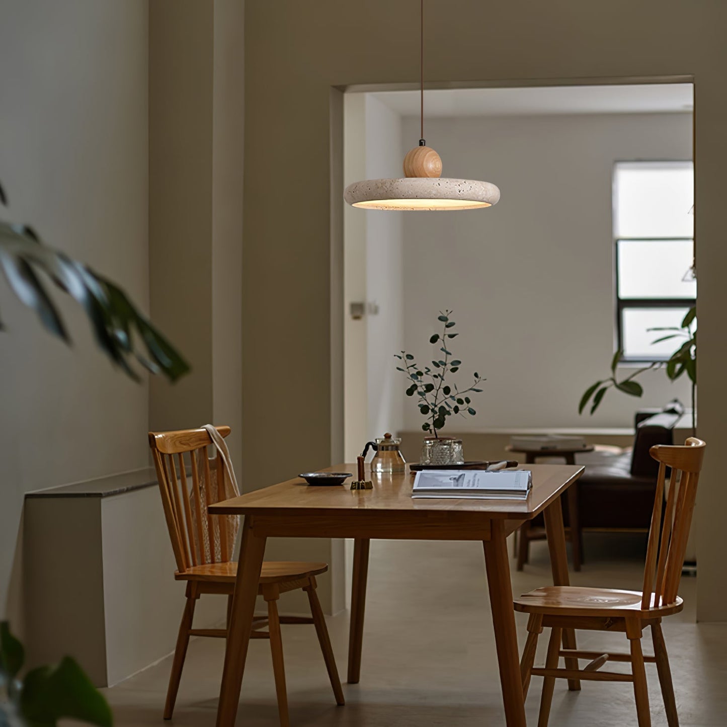 Yellow Travertine Pendant Light | Dimmable, Integrated LED & Ideal for Indoor Spaces