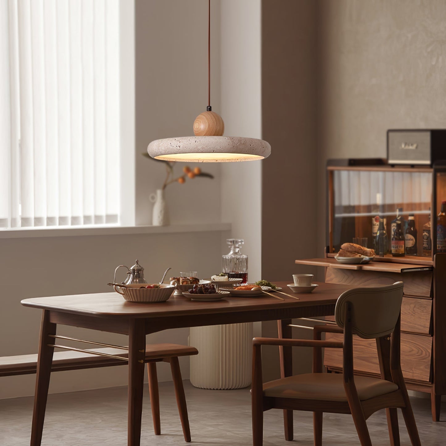 Yellow Travertine Pendant Light | Dimmable, Integrated LED & Ideal for Indoor Spaces