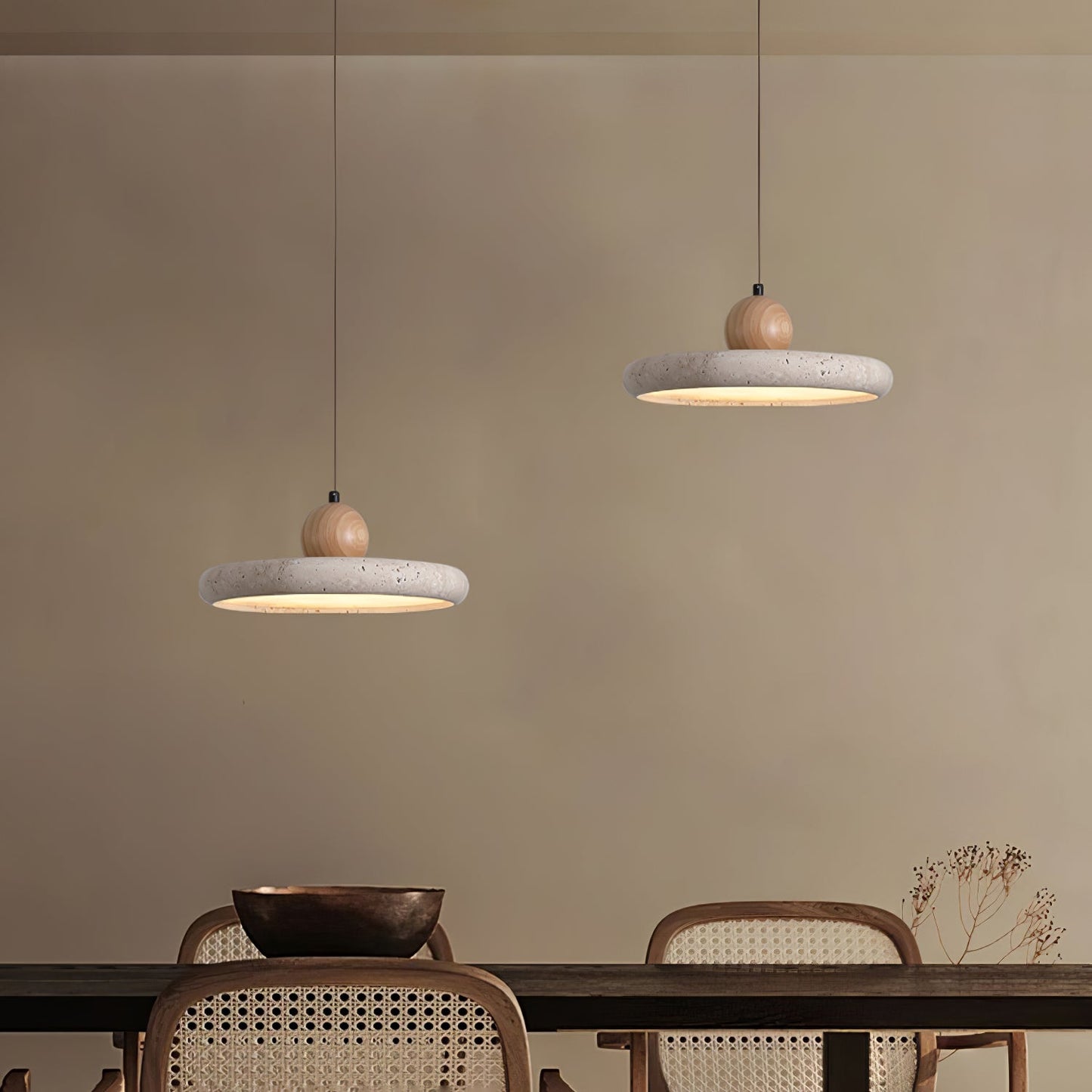 Yellow Travertine Pendant Light | Dimmable, Integrated LED & Ideal for Indoor Spaces
