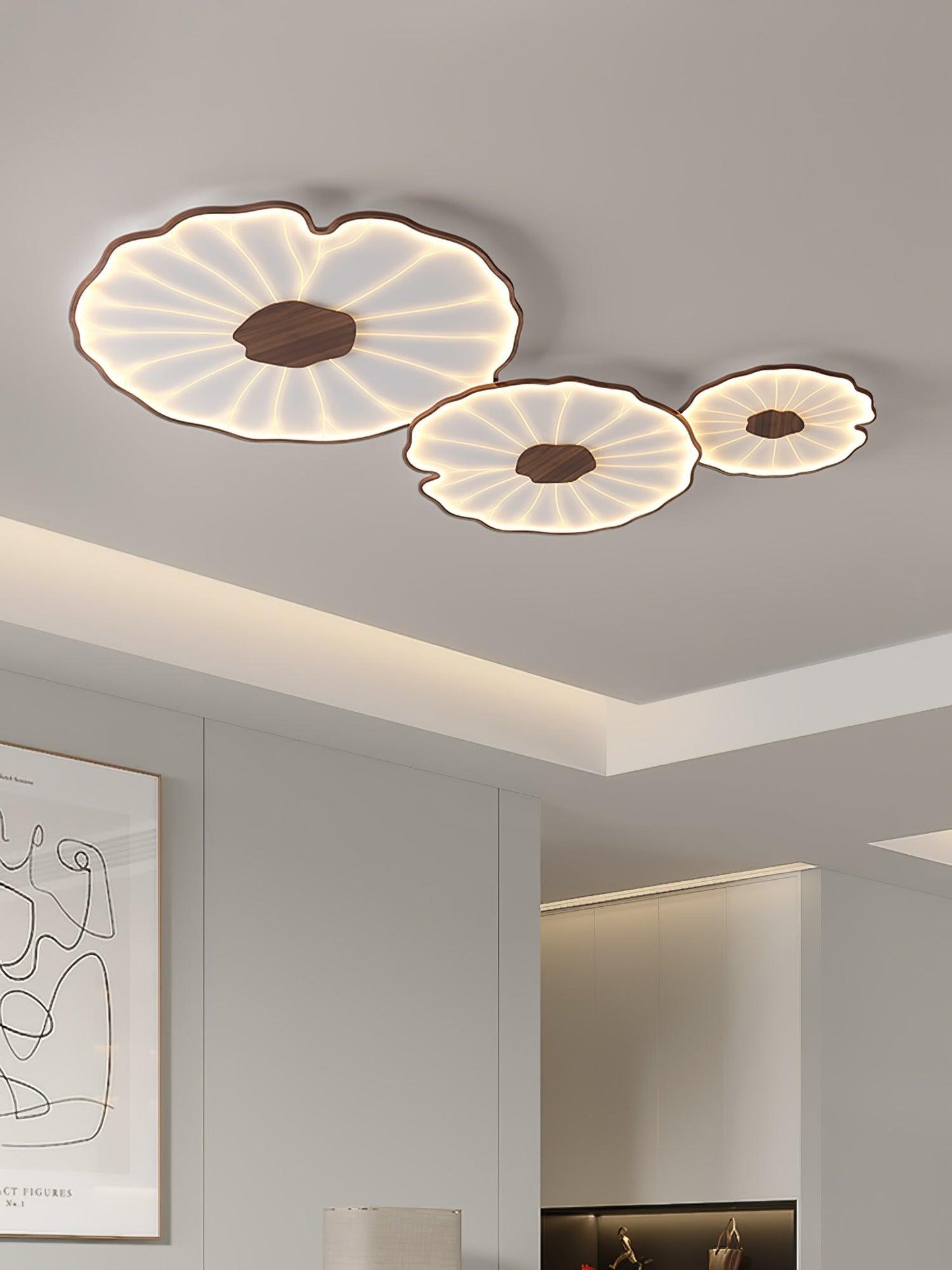 Lotus Leaf Acrylic Ceiling Lamp | Durable, Rustic Wood Finish & Ideal for Indoor Spaces