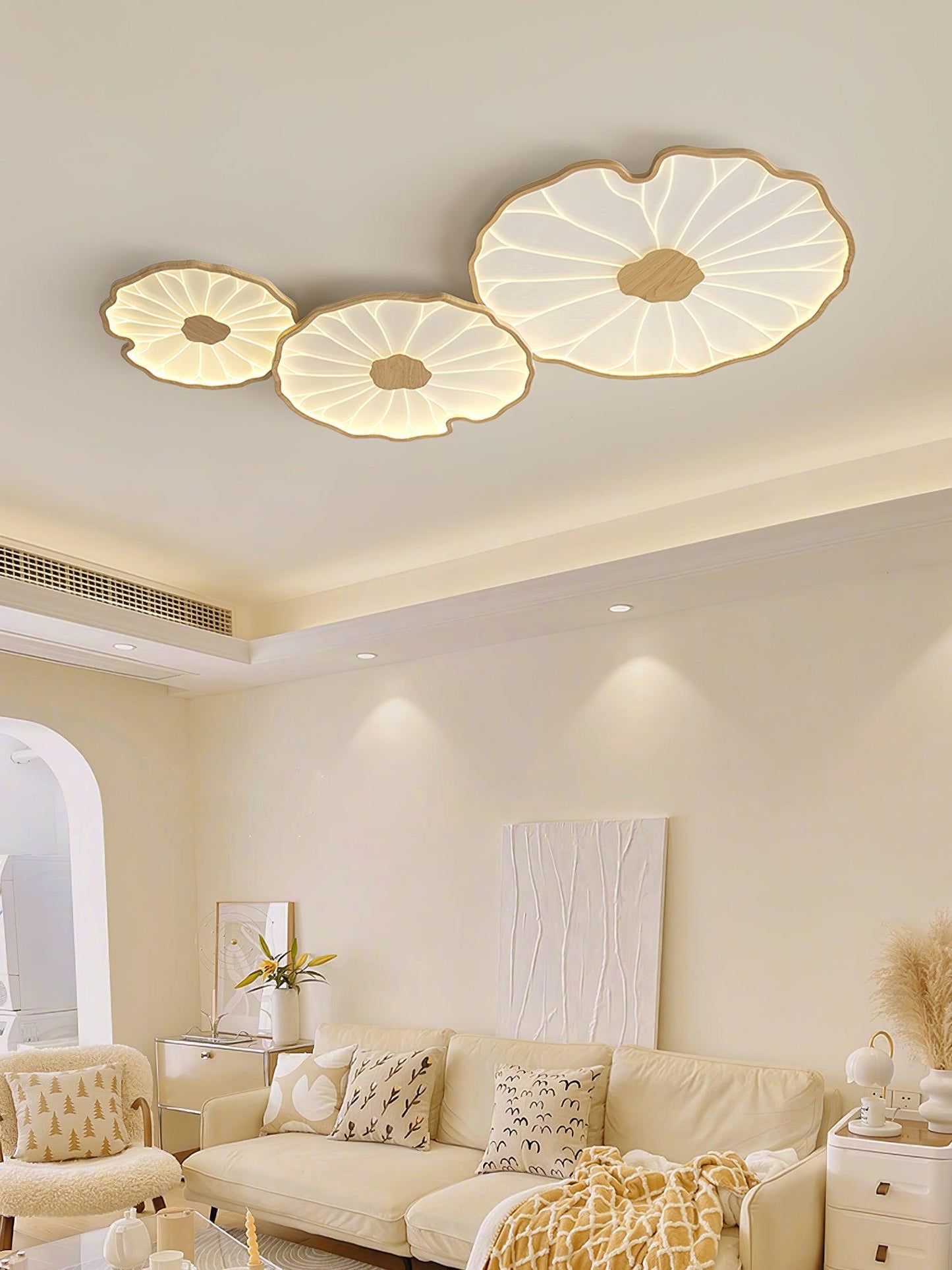 Lotus Leaf Acrylic Ceiling Lamp | Durable, Rustic Wood Finish & Ideal for Indoor Spaces