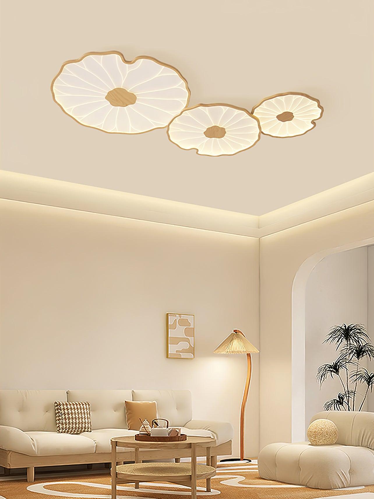Lotus Leaf Acrylic Ceiling Lamp | Durable, Rustic Wood Finish & Ideal for Indoor Spaces