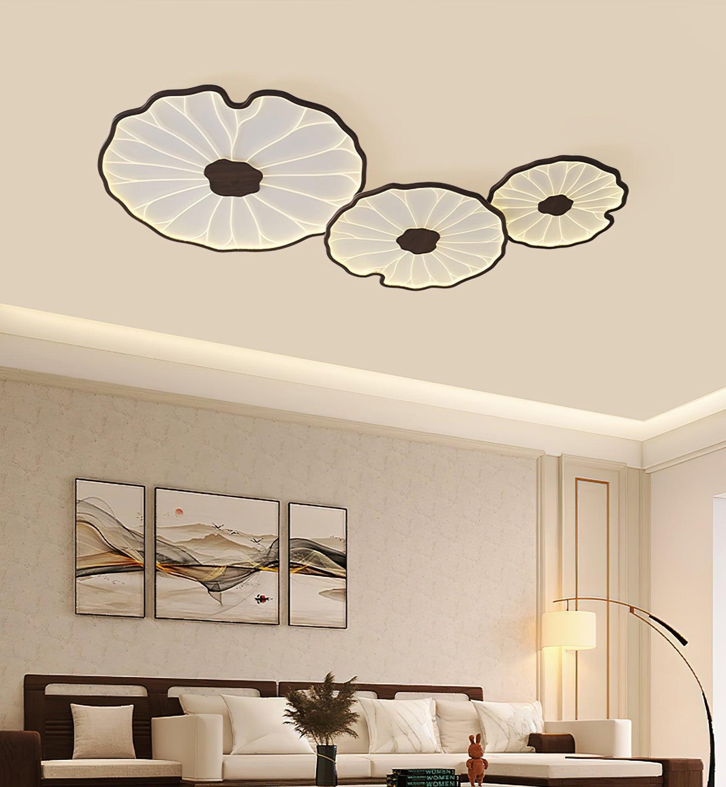 Lotus Leaf Acrylic Ceiling Lamp | Durable, Rustic Wood Finish & Ideal for Indoor Spaces