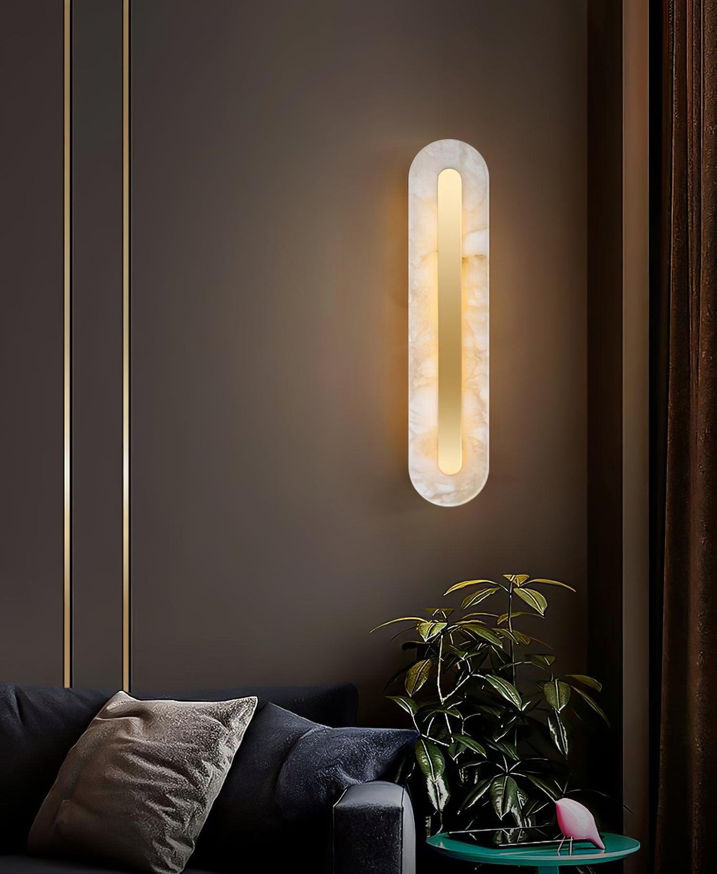 Alabaster Rounded Wall Light Fixture - Modern Sconce for Living Room & Hallway Lighting