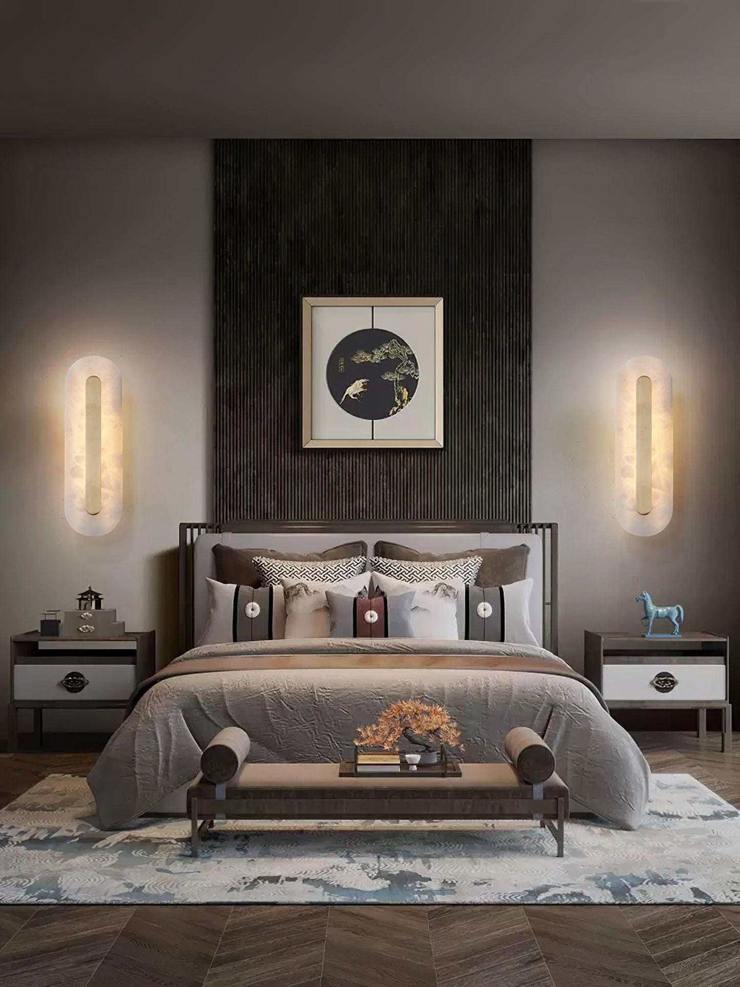 Alabaster Rounded Wall Light Fixture - Modern Sconce for Living Room & Hallway Lighting