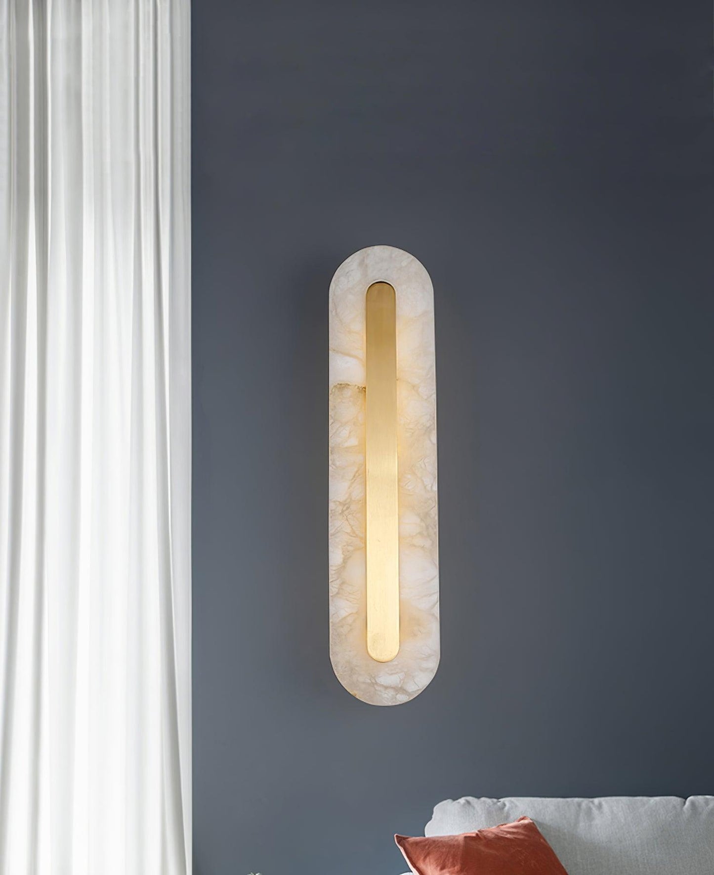 Alabaster Rounded Wall Light Fixture - Modern Sconce for Living Room & Hallway Lighting