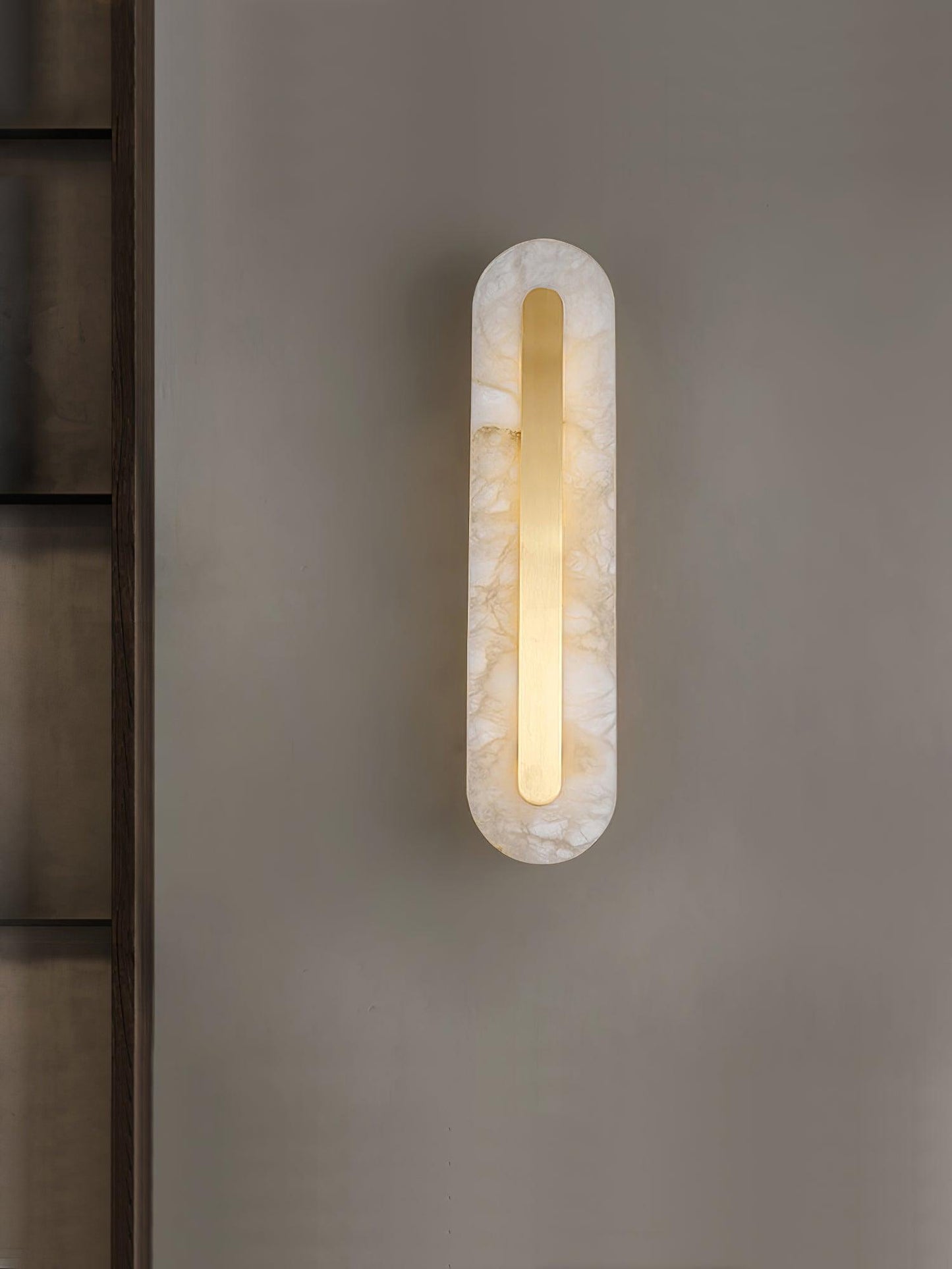Alabaster Rounded Wall Light Fixture - Modern Sconce for Living Room & Hallway Lighting