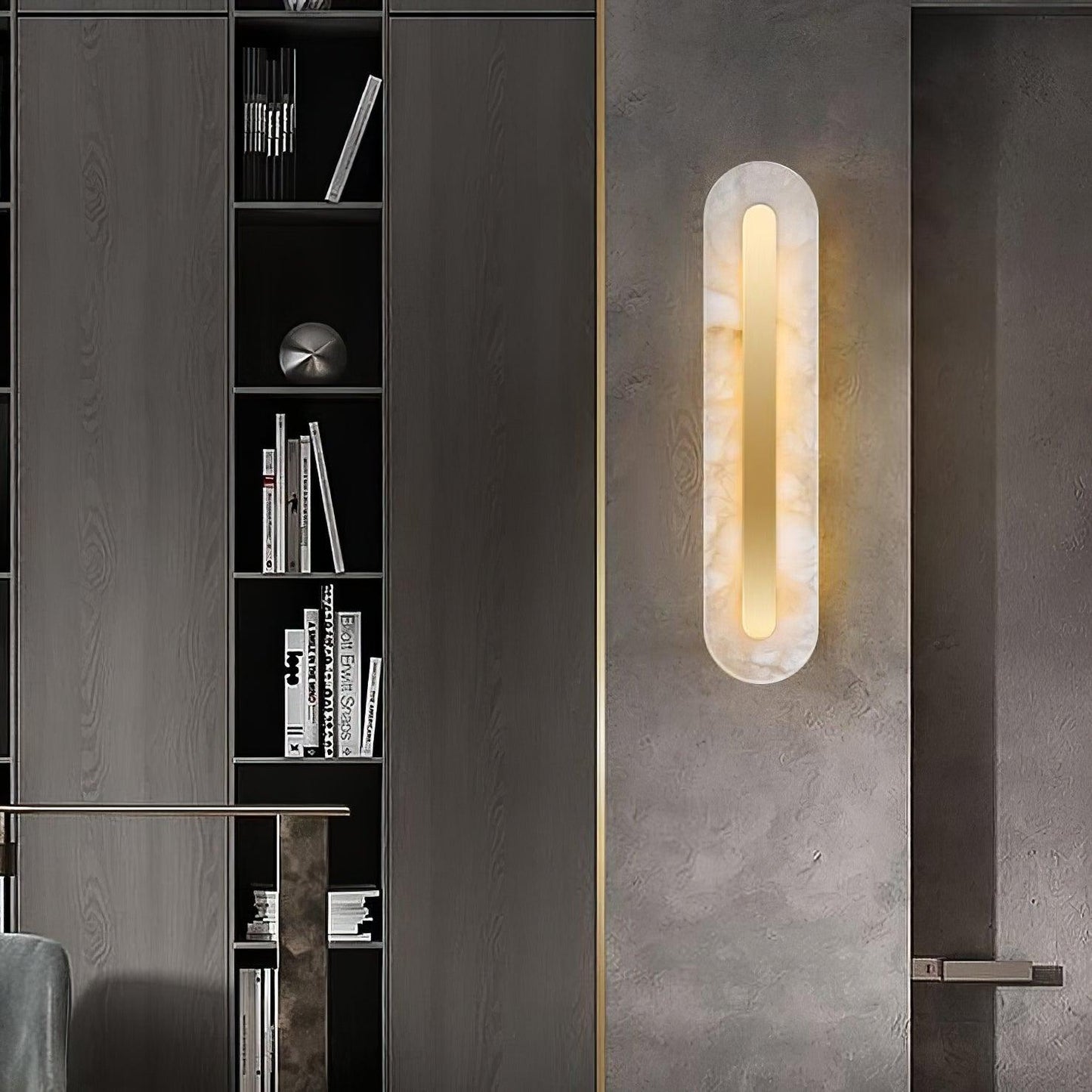 Alabaster Rounded Wall Light Fixture - Modern Sconce for Living Room & Hallway Lighting
